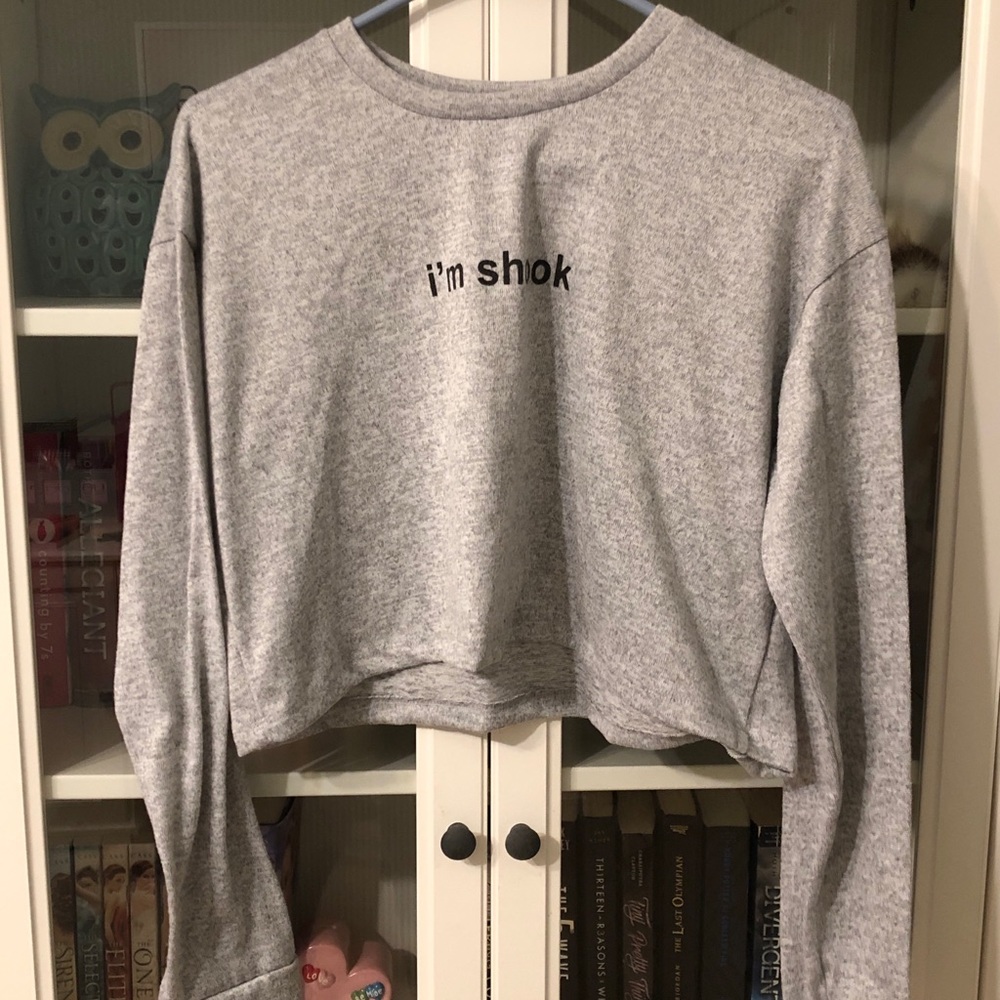 cropped gray sweatshirt